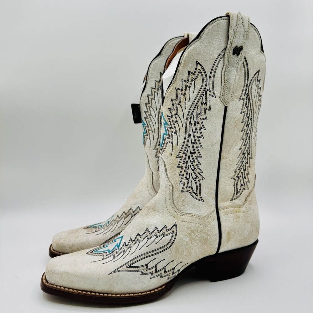 Dan Post Darcy Boots Women's Size 7.5 Distressed White Leather Snip Toe - Picture 9 of 16